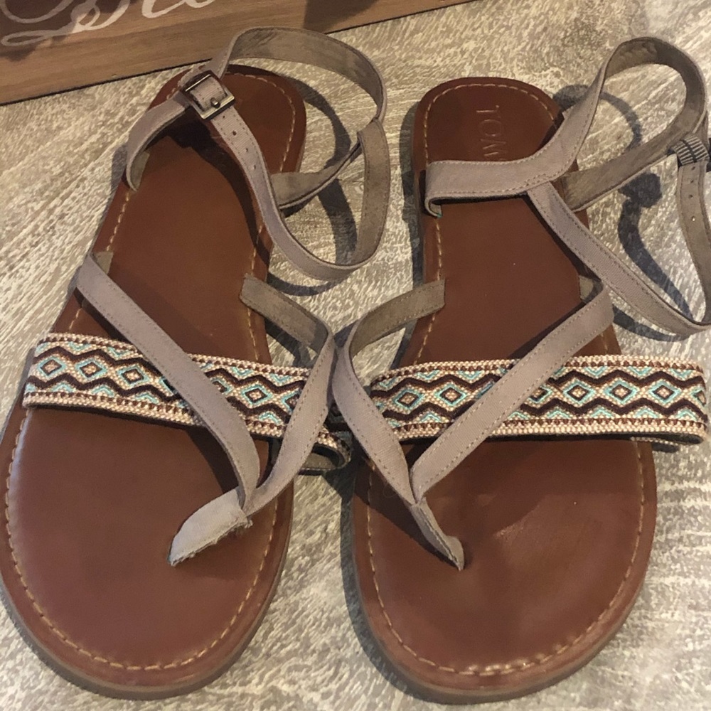 Toms Desert Taupe Canvas Lexie Sandals Sz10